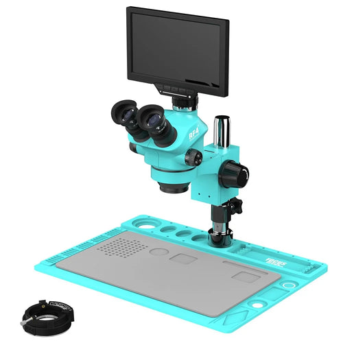 RF4 RF7050TVD2-YS010W 7-50X Synchronized Zoom Trinocular Microscope with 10 inch 1080P HD Monitor - 1