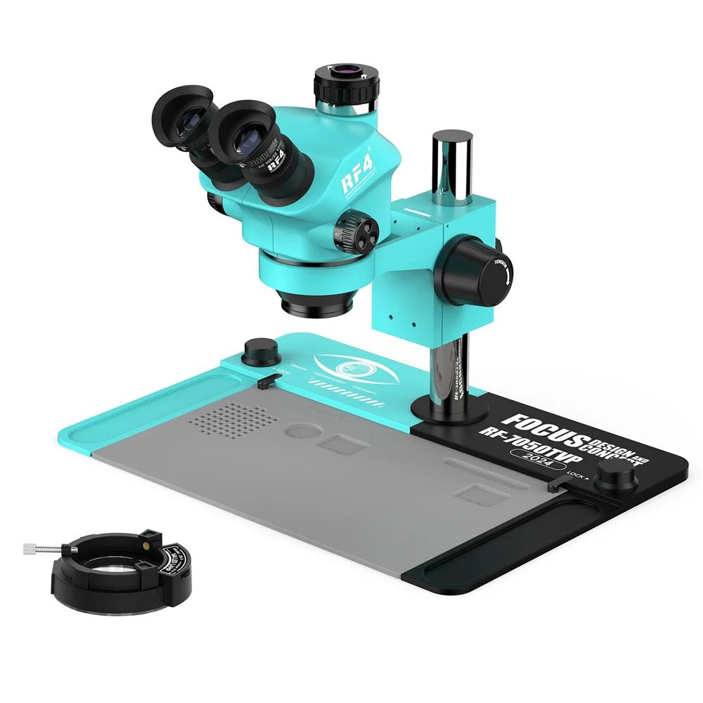 RFA RF-7050TVP Trinocular Stereo Microscope 7X-50X Zoom Phone PCB Welding Instrument - 1