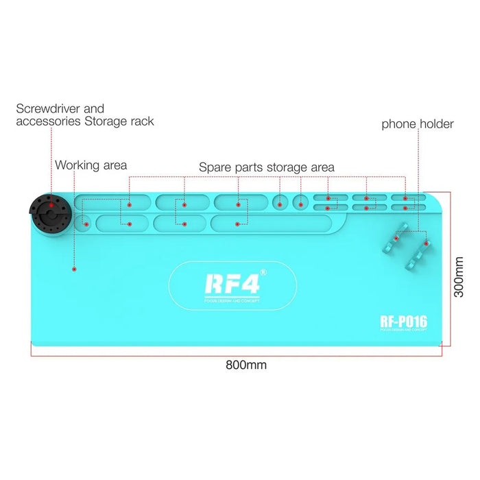 RF4 RF-PO16 Silicone Maintenance Pad High Temperature Resistant Mat with Storage Rack for Soldering - 5