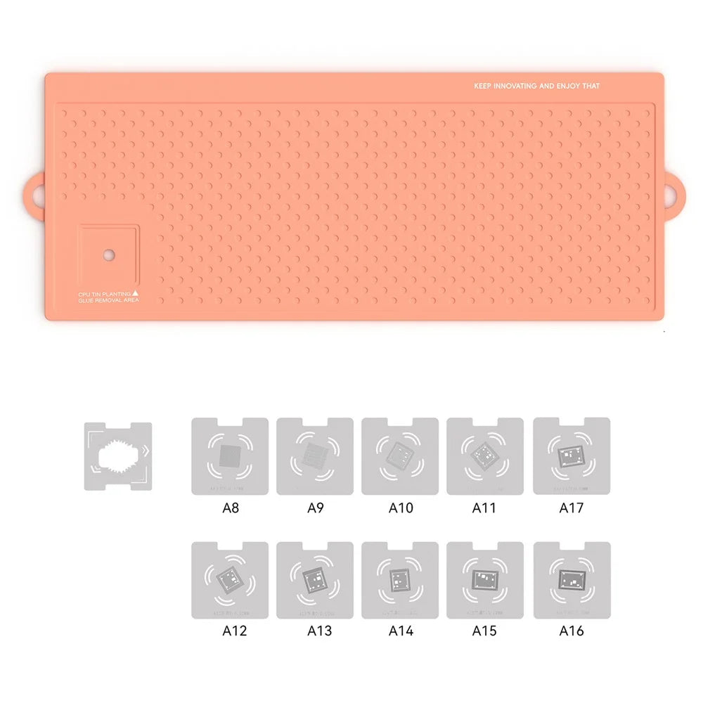 RF4 RF-PO32+ 50cm x 20cm Phone Repair Mat Silicone Pad with Stencil Set for BGA Soldering - 1