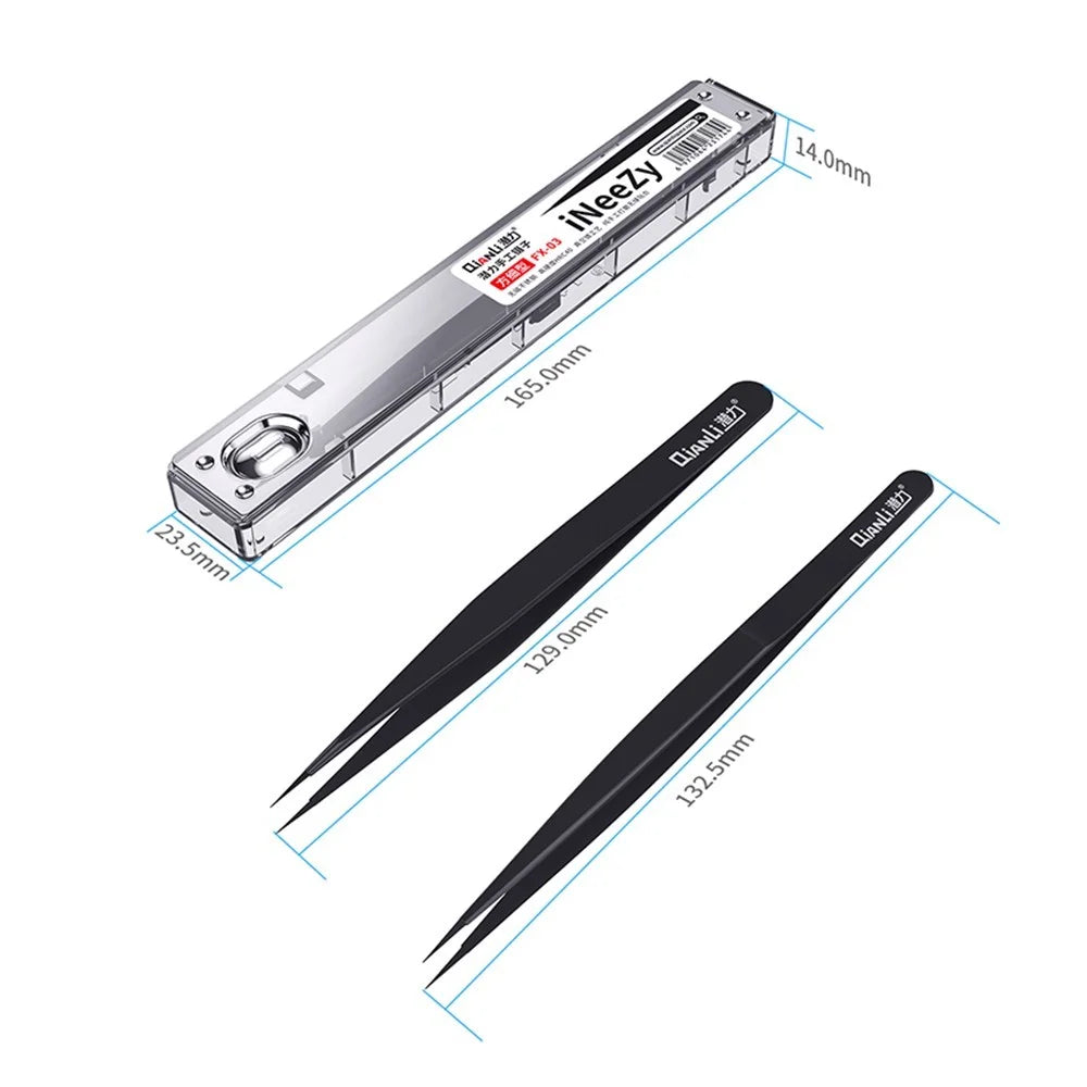 QIANLI INEEZY FX-03 0.15mm Fine Type Hand-polished Non-magnetic Precision Stainless Steel Tweezers for Jump Wire - 4