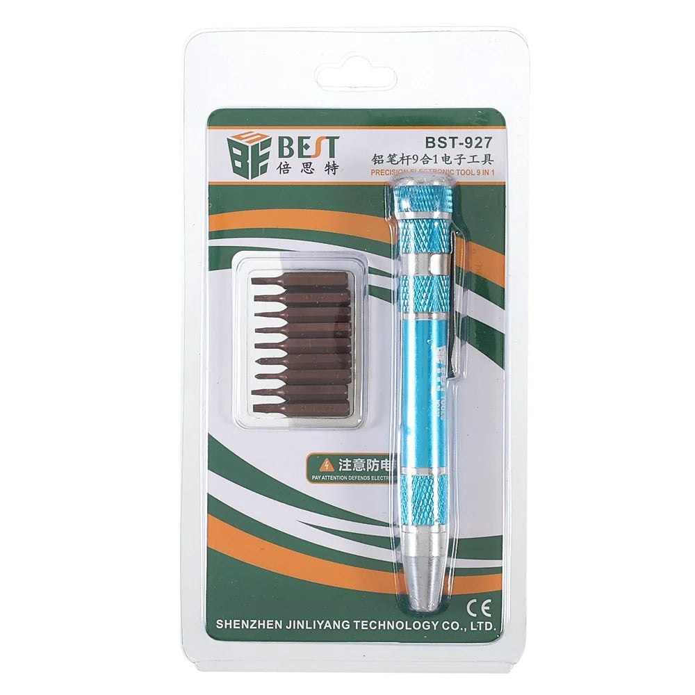 BEST BST-927 9 in 1 S2 Precision Magnetic Aluminum Alloy Handle Pen Screwdriver Bit Set - 6
