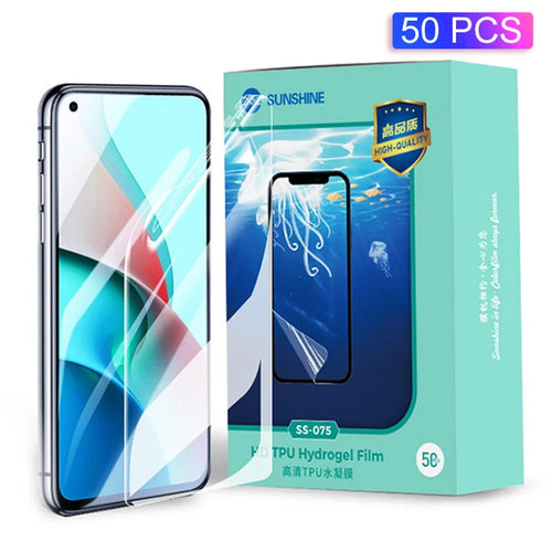 SUNSHINE SS-075 50Pcs/Pack 4K Ultra Clear Flexible Hydrogel Protective Film for SS-890 Cutting Machine, Front/Rear Phone Protective Film for All Mobile Phones - 1