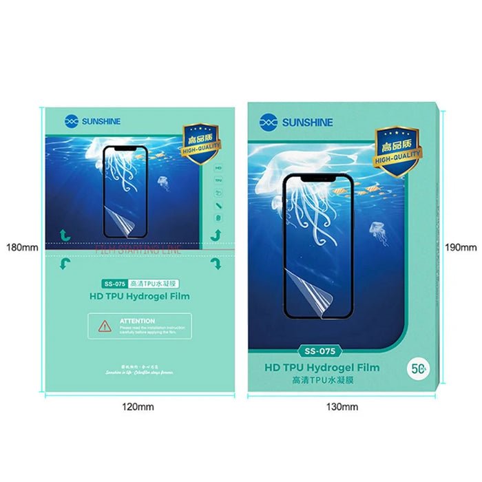 SUNSHINE SS-075 50Pcs/Pack 4K Ultra Clear Flexible Hydrogel Protective Film for SS-890 Cutting Machine, Front/Rear Phone Protective Film for All Mobile Phones - 5
