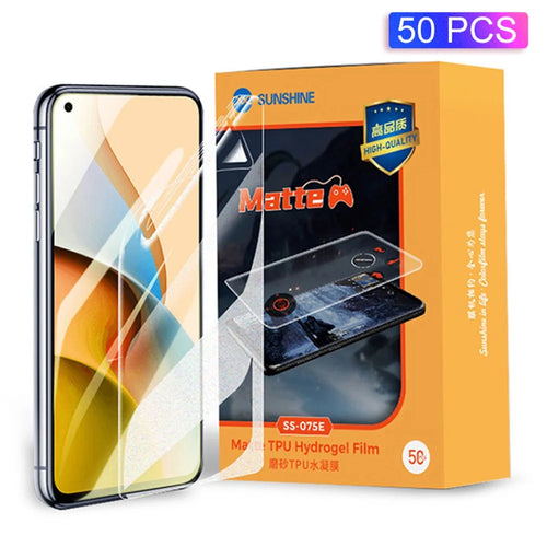 SUNSHINE SS-075E 50Pcs/Pack Matte Surface Flexible Hydrogel Protective Film for SS-890 Cutting Machine, Front/Rear Soft TPU Phone Protective Film for All Mobile Phones - 1
