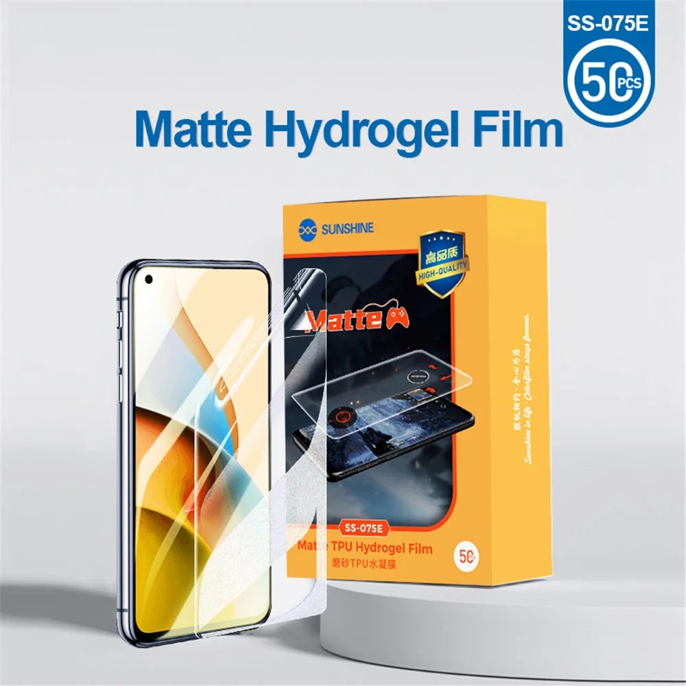SUNSHINE SS-075E 50Pcs/Pack Matte Surface Flexible Hydrogel Protective Film for SS-890 Cutting Machine, Front/Rear Soft TPU Phone Protective Film for All Mobile Phones - 2