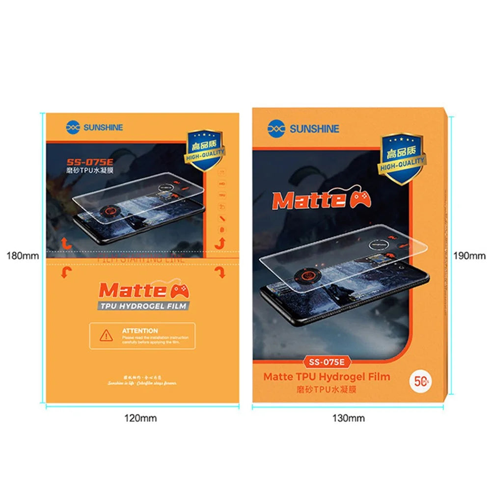 SUNSHINE SS-075E 50Pcs/Pack Matte Surface Flexible Hydrogel Protective Film for SS-890 Cutting Machine, Front/Rear Soft TPU Phone Protective Film for All Mobile Phones - 4