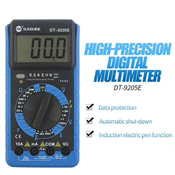 SUNSHINE DT-9205E High Precision Digital Multimeter Overload Protection LCD Display Instrument Tester for Repair Tools - 4