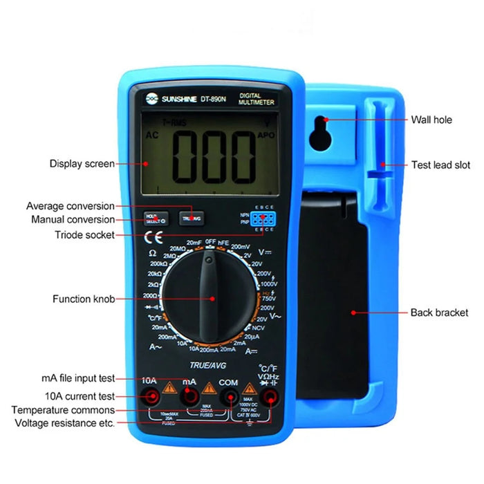 SUNSHINE DT-890N High Precision Digital Multimeter Overload Protection LCD Display Instrument Tester for Repair Tools - 5