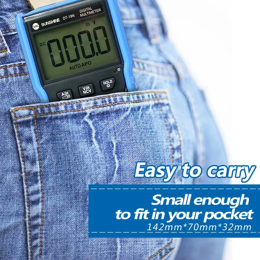 SUNSHINE DT-19N Mini Multimeter Fireproof ABS Pocket Size Instrument Tester with LCD Display for Repair Tools - 6