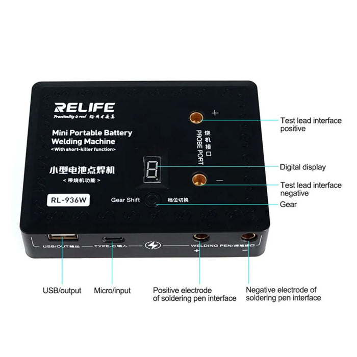 RELIFE RL-936W Small Battery Spot Welder Portable Welding Machine Short Killer with Short Circuit Detection Function/8 Levels Adjustable for Mobile Phones - 4
