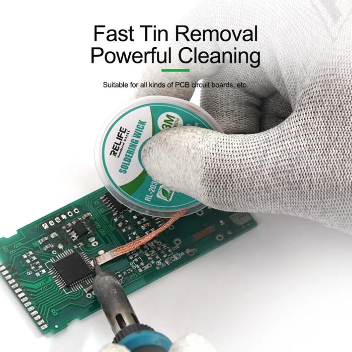 RELIFE RL-2030 Desoldering Wick Low Residue Solder Remover Tool Oxidation Resistant Efficient Tin Removal - 3