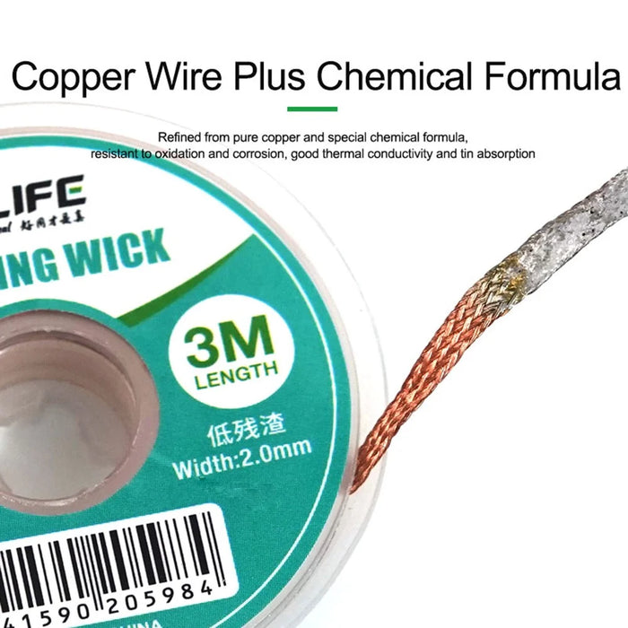 RELIFE RL-2030 Desoldering Wick Low Residue Solder Remover Tool Oxidation Resistant Efficient Tin Removal - 4