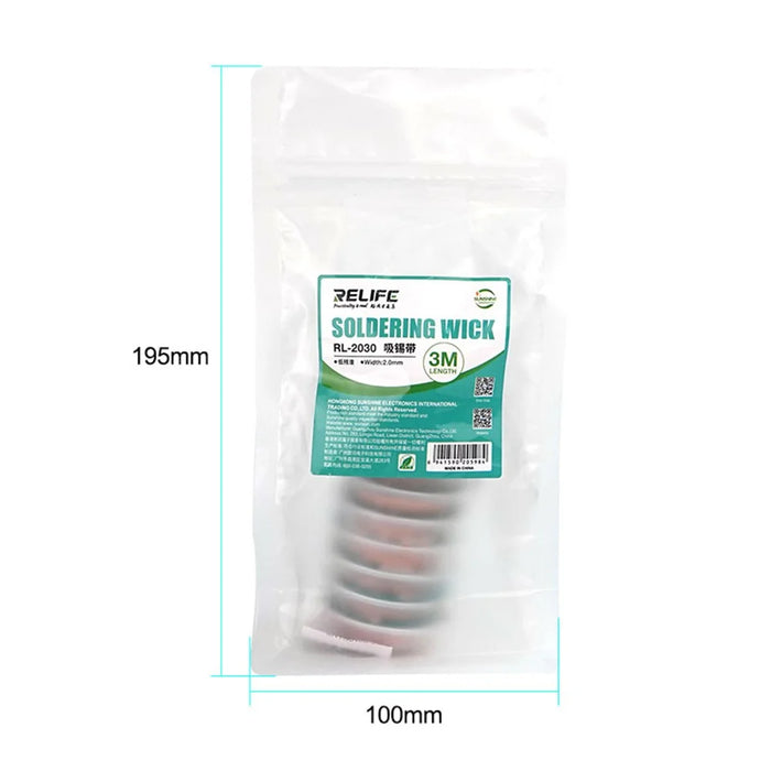 RELIFE RL-2030 Desoldering Wick Low Residue Solder Remover Tool Oxidation Resistant Efficient Tin Removal - 7