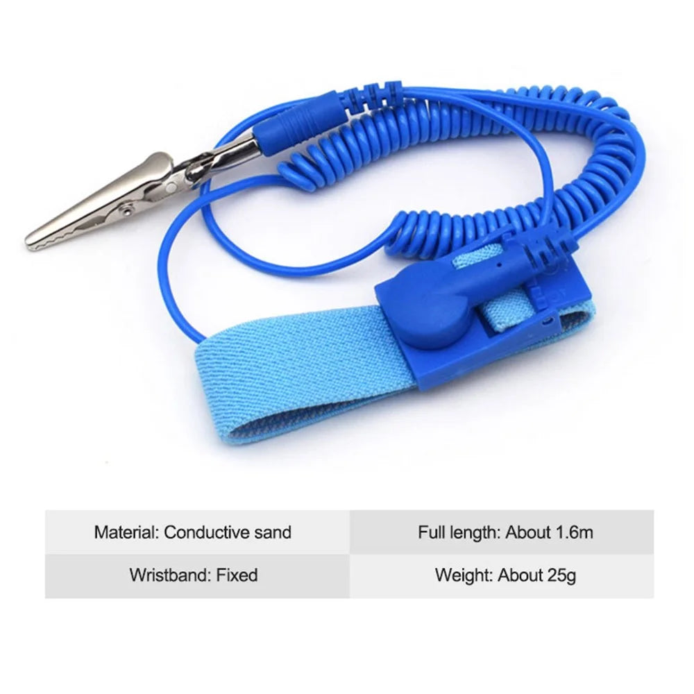 SUNSHINE 1.6m Wired Adjustable Anti-Static Bracelet Stretchable Wrist Band with Ground Wire for Electronics Repair - 6