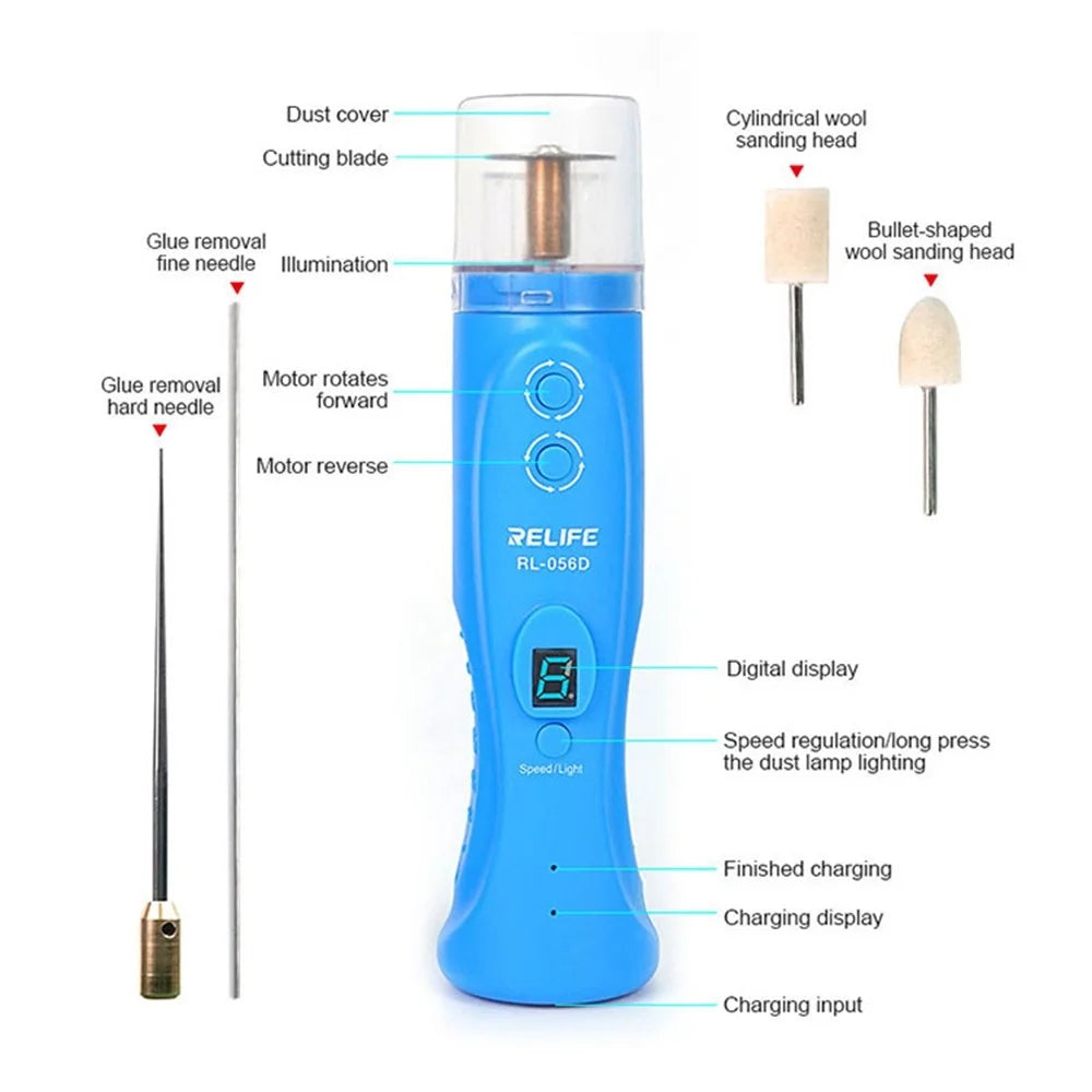 RELIFE RL-056D Professional Electric Glue Remover Machine for Mobile Phone Touch Screen Repair Anti-Skid Handle Tool Smart Cutting and Degumming Machine with 6-Speed Adjustable - 7