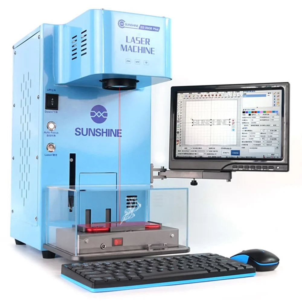 SUNSHINE SS-890B Plus Multi-functional Fiber Laser Marking Machine Mobile Phone Back Cover Remover Support Phone Wireless Control/Auto Focus - US Plug - 1