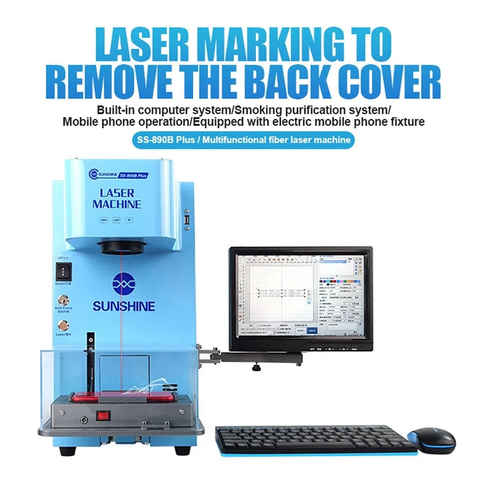 SUNSHINE SS-890B Plus Multi-functional Fiber Laser Marking Machine Mobile Phone Back Cover Remover Support Phone Wireless Control/Auto Focus - US Plug - 2