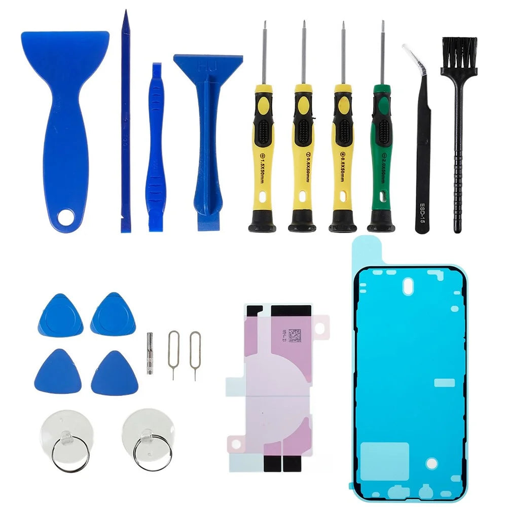 JF-8182 21-in-1 Professional Opening Pry Tool Repair Kit Portable Precision Screwdriver Set for iPhone 13 6.1 inch Replacement Parts Battery Adhesive Tape Sticker + Middle Plate Frame Waterproof Adhesive Sticker - 1