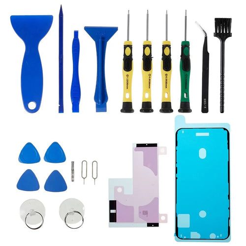 JF-8182 For iPhone 11 Pro Max 6.5 inch Replacement Parts Battery Adhesive Tape Sticker + Middle Plate Frame Waterproof Adhesive Sticker, 21-in-1 Portable Precision Screwdriver Set Cellphone Repair Tool Kit Opening Pry Tools - 1