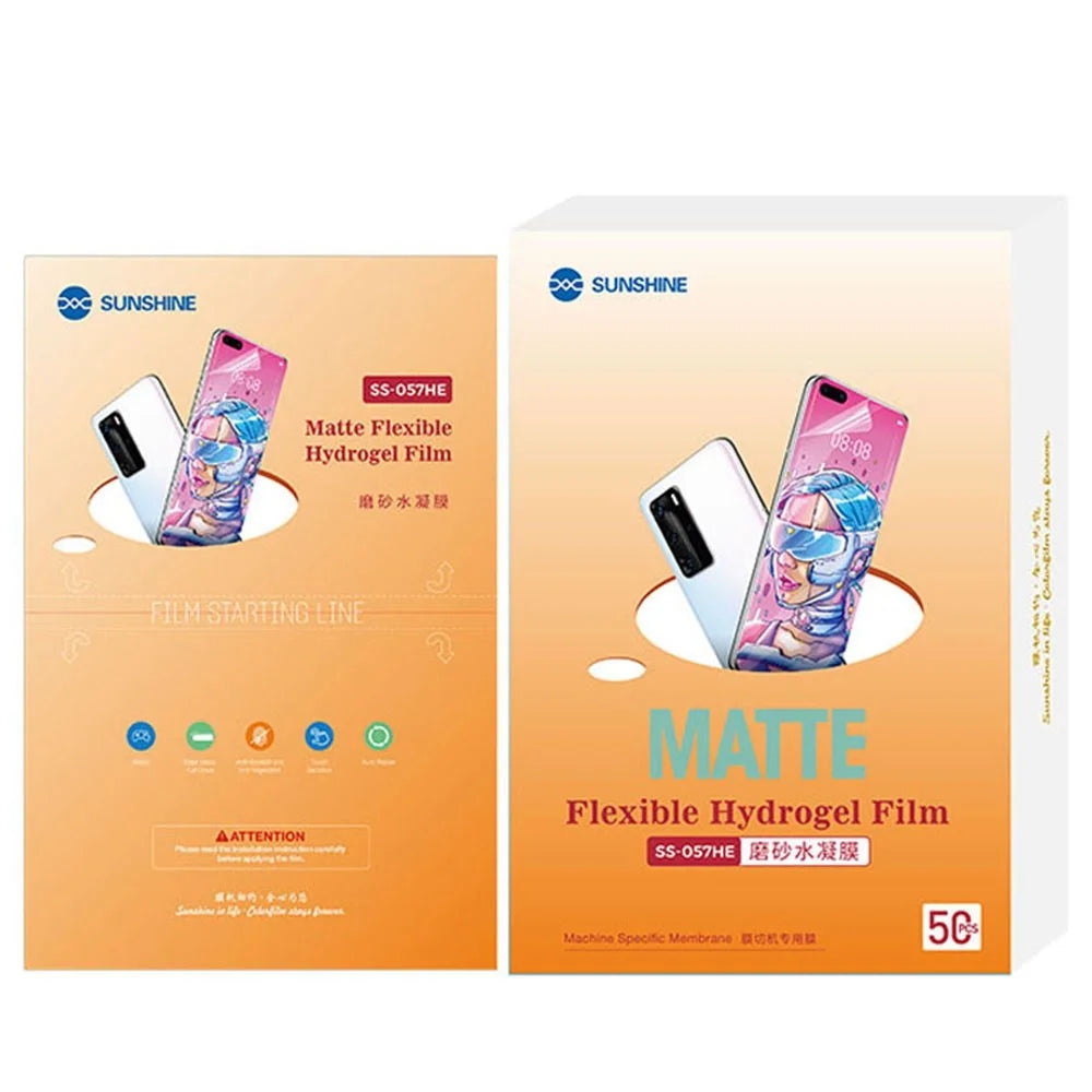 SUNSHINE SS-057HE 50Pcs/Pack Matte Surface TPH Front/Rear Hydrogel Film for SS-890 Cutting Machine - 1