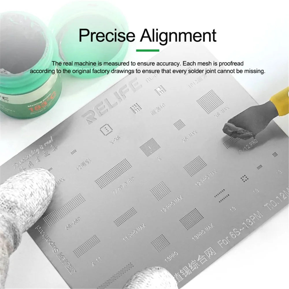 RELIFE RL-044 LCD Screen/Original Color/Face IC Planting Tin Network Mesh for iPhone 6S - 13 Pro Max - 2