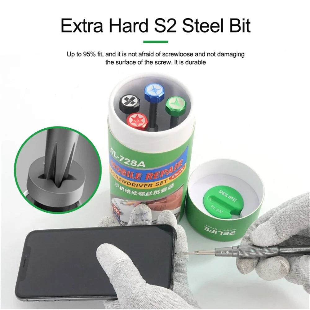 RELIFE RL-728A Strong Magnetic Absorption Screwdriver Kit for Mobile Phone Repair - 4