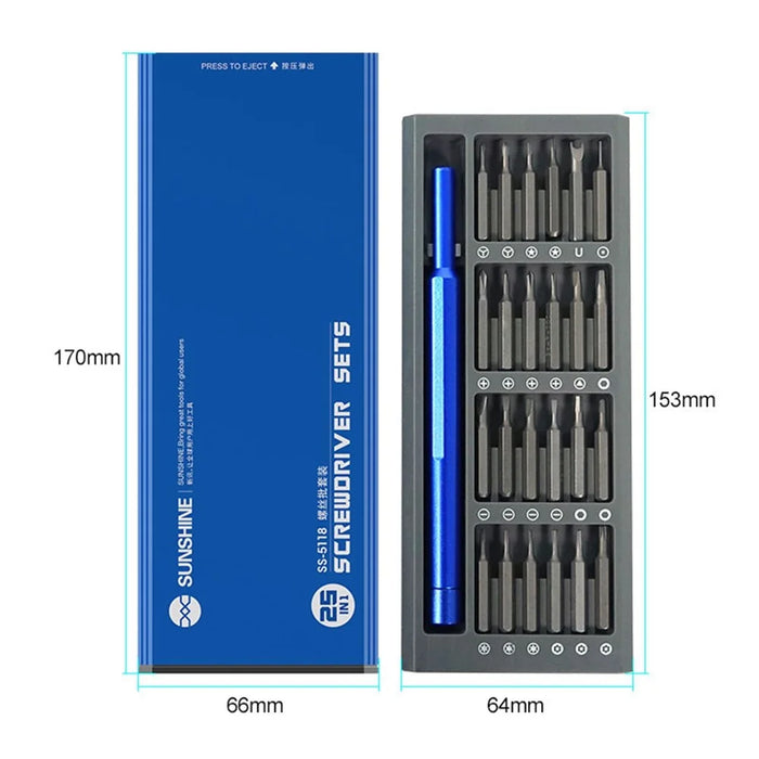 SUNSHINE SS-5118 25-in-1 High Performance Screwdriver Set with Groove Magnetic Storage Organizer Mobile Phone Screen Replace Repair Tools - 7
