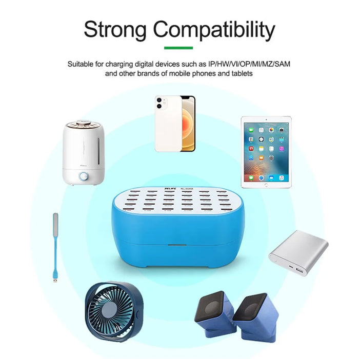 RELIFE RL-304M 160W 30 Ports USB Charging Dock Phone Tablet Fan Humidifier Charger Power Station - US Plug - 4