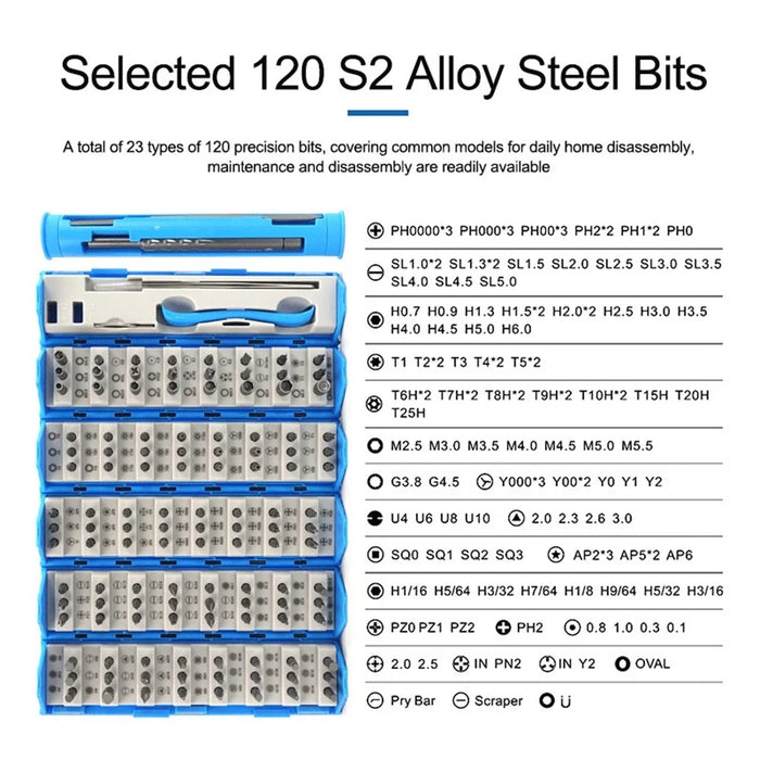 SUNSHINE SS-5120 128-in-1 Precision Screwdriver Set 120Pcs Alloy Steel Bits for Mobile Phone Home Use Repair Tools - 4