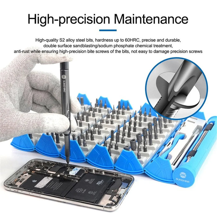 SUNSHINE SS-5120 128-in-1 Precision Screwdriver Set 120Pcs Alloy Steel Bits for Mobile Phone Home Use Repair Tools - 6