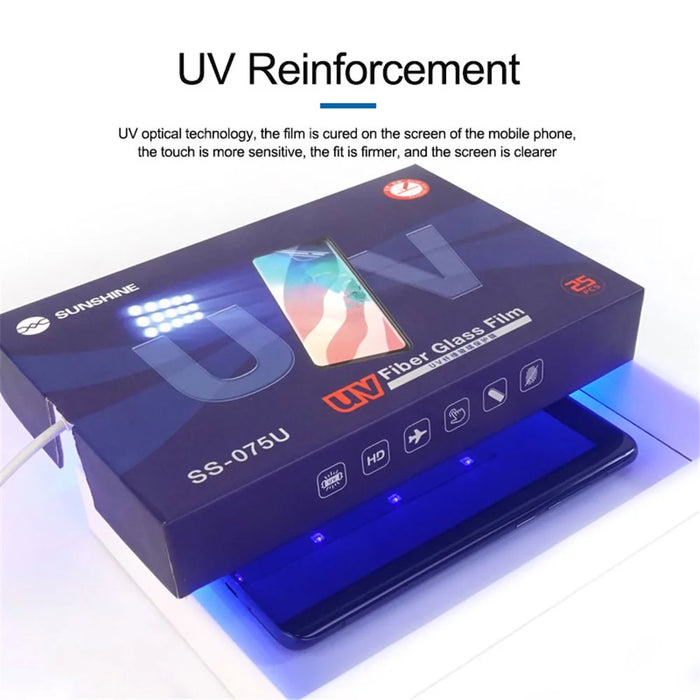 SUNSHINE SS-075U 25Pcs HD UV Fiber Glass Protective Film Front Rear Film with UV Curing Lamp for SS-890 Cutting Machine Use - 3
