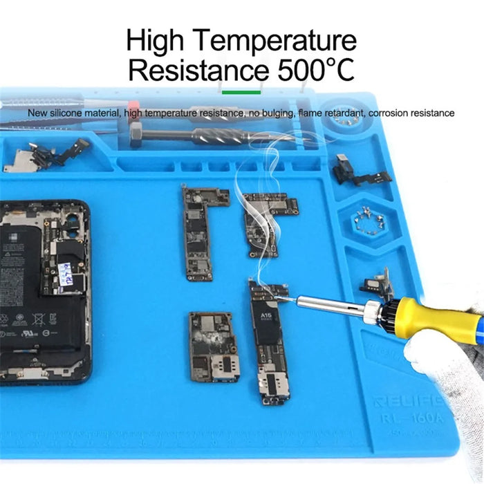 RELIFE RL-160A Insulation Silicone Soldering Repair Mat Heat Resistant Work Pad for Phone PCB Repair - 5