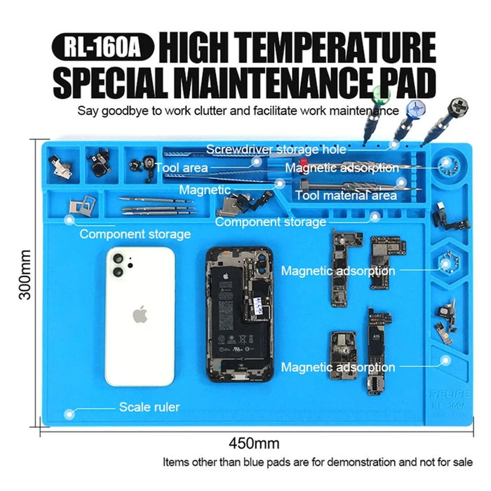 RELIFE RL-160A Insulation Silicone Soldering Repair Mat Heat Resistant Work Pad for Phone PCB Repair - 7