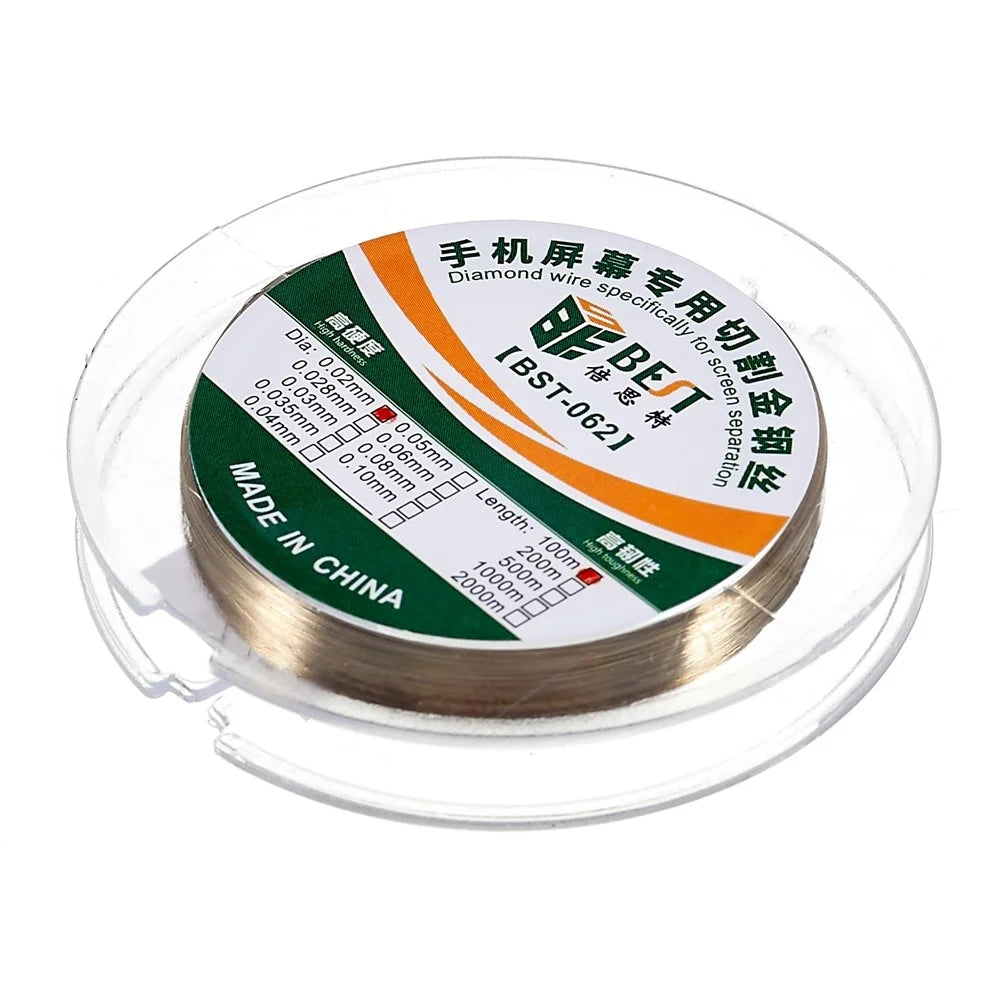 BEST BST-062 0.02mm 100 Meters Cutting Wire Cutting Line for Separating Cell Phone Screen Tablet Front Glass LCD - 1