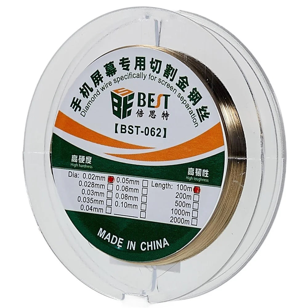 BEST BST-062 0.02mm 100 Meters Cutting Wire Cutting Line for Separating Cell Phone Screen Tablet Front Glass LCD - 2