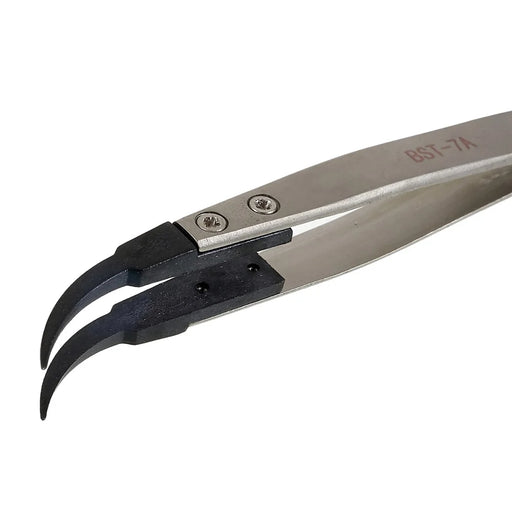 BEST BST-7A Bent Tip Tweezers Anti-Static PPS Coated Tweezers for Mobile Phone Tablets Maintenance - 2