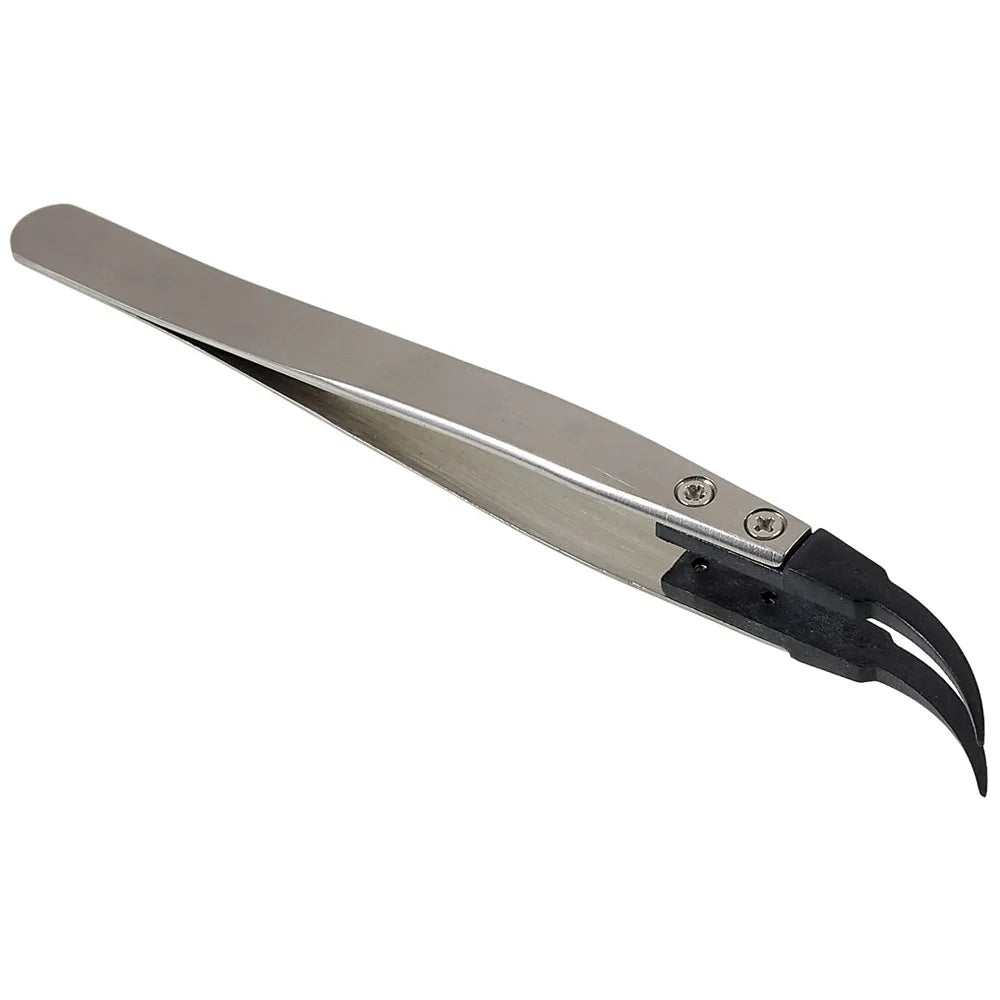 BEST BST-7A Bent Tip Tweezers Anti-Static PPS Coated Tweezers for Mobile Phone Tablets Maintenance - 3