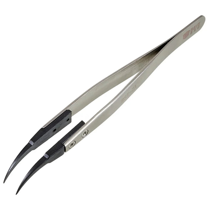BEST BST-7A Bent Tip Tweezers Anti-Static PPS Coated Tweezers for Mobile Phone Tablets Maintenance - 4