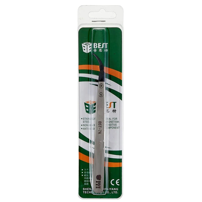 BEST BST-7A Bent Tip Tweezers Anti-Static PPS Coated Tweezers for Mobile Phone Tablets Maintenance - 5