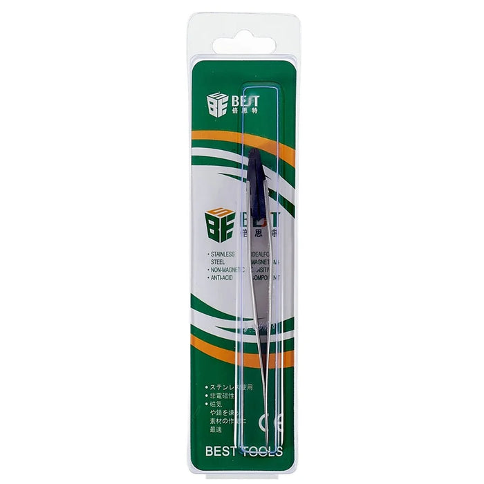 BEST BST-250 Anti-Static Tweezers PPS Coated Flat Tip Tweezers Support Replace Head for Mobile Phone Tablets Maintenance - 5