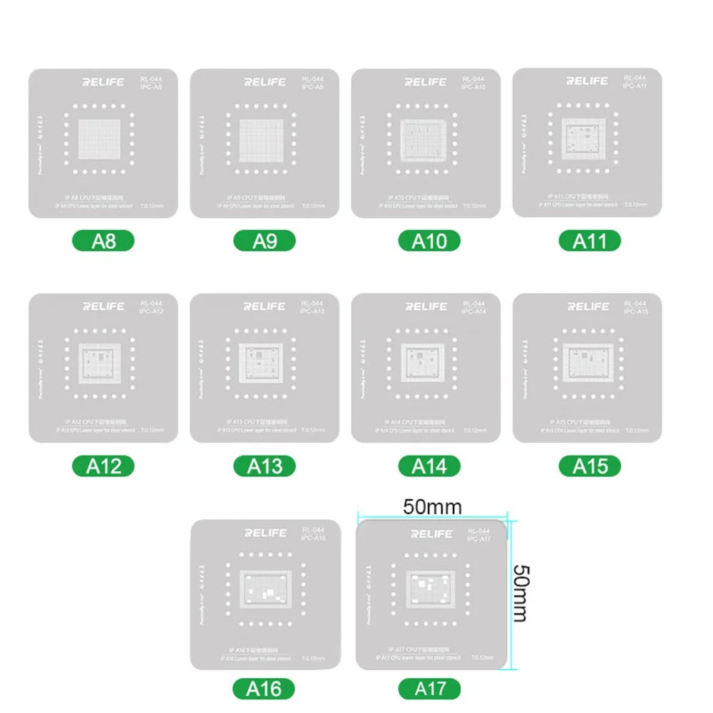 RELIFE RL-601MA A8-A15 CPU Reballing Stencil Platform for iPhone 6-13 Pro Max IC Chip Planting Tin Template Fixture - 6
