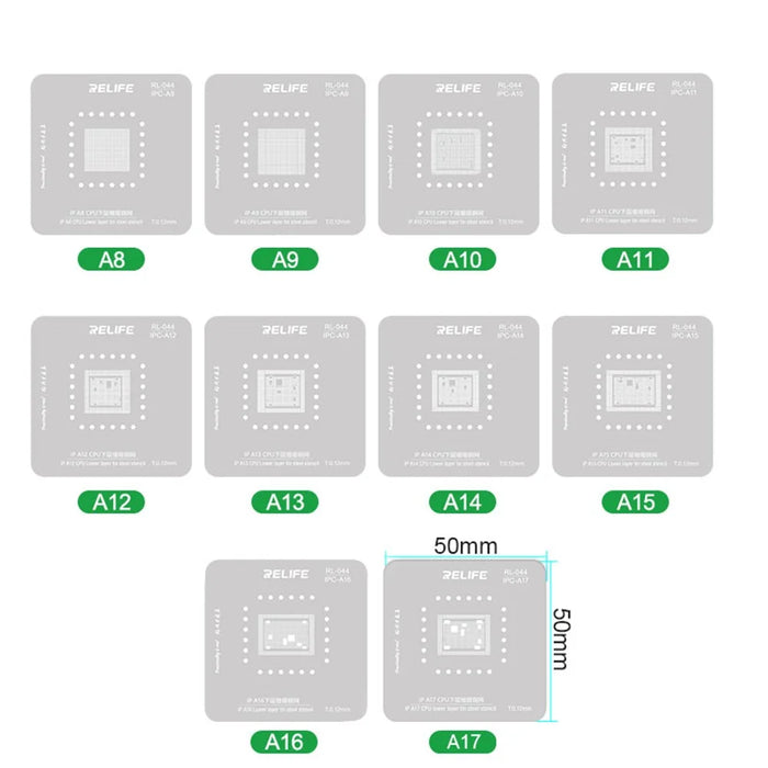 RELIFE RL-601MA A8-A15 CPU Reballing Stencil Platform for iPhone 6-13 Pro Max IC Chip Planting Tin Template Fixture - 6