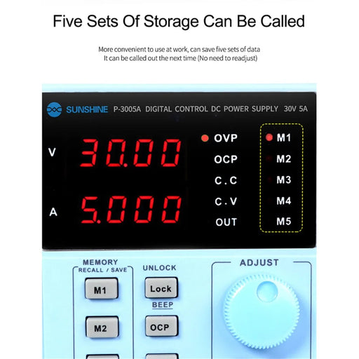 SUNSHINE P-3005A 30V 5A DC Laboratory Power Supply Digital Programmable Adjustable Voltage Regulator Switching Stabilizer Power Supply - EU Plug - 2