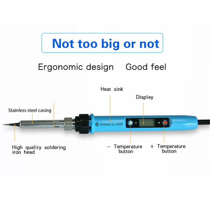 SUNSHINE SL-936D Electric Welding Pen LCD Adjustable Temperature Digital Electric Soldering Station for Mobile Phone Repair - EU Plug - 5