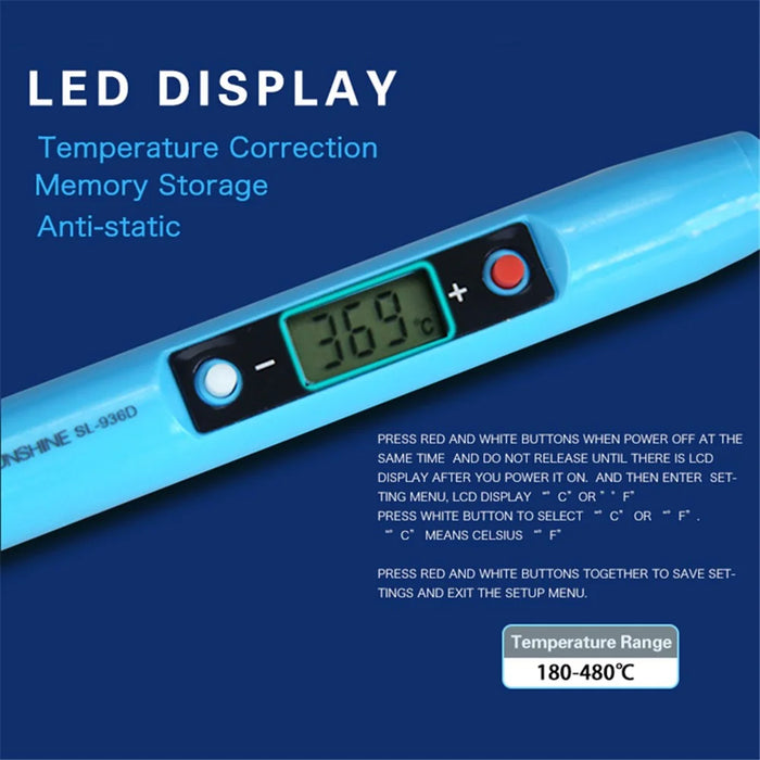 SUNSHINE SL-936D Electric Welding Pen LCD Adjustable Temperature Digital Electric Soldering Station for Mobile Phone Repair - EU Plug - 6