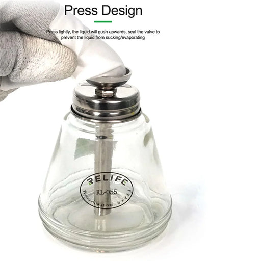RELIFE RL-055 Empty Glass Water Bottle Copper Core Alcohol Bottle Metal Suction Pipe Pressing Type Automatic Water Bottle - 2