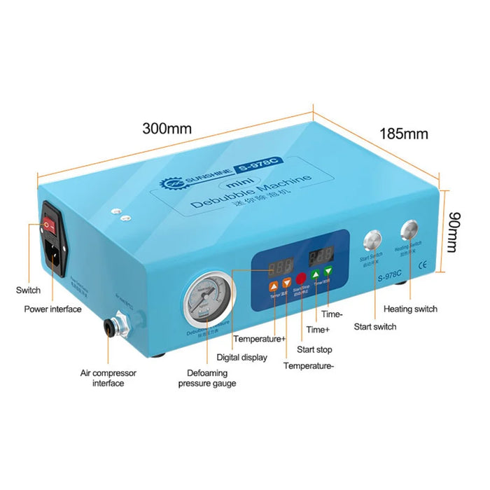 SUNSHINE S-978C Mini LCD Defoaming Bubble Remover Machine LCD Refurbishment Debubbler - UK Plug - 7