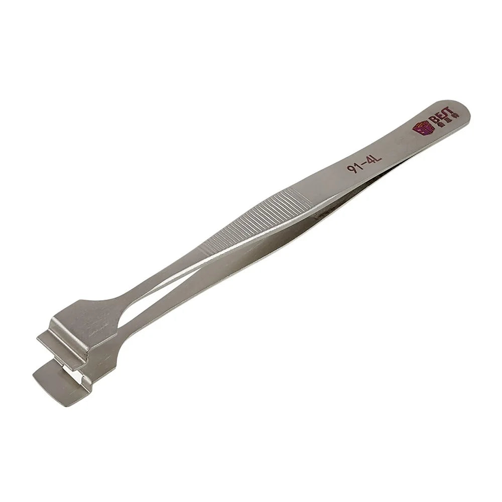BEST BST-91-4L Stainless Steel Crystal Wafer Tweezers L-shaped Anti-slip Clips Tools for Mobile Repair - 1