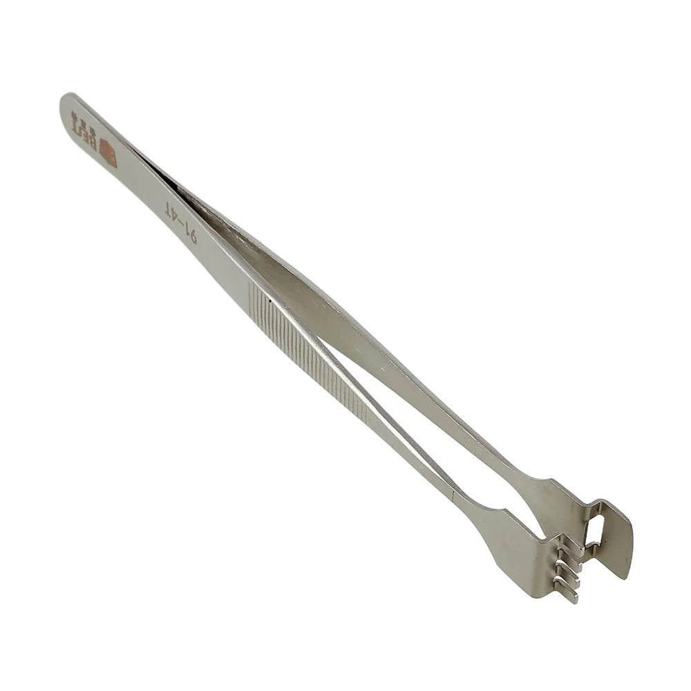 BEST BST-91-4T 1.2cm Tooth-shaped Crystal Wafer Tweezers Stainless Steel Maintenance Repair Tool Anti-Static Model Making Tool - 4